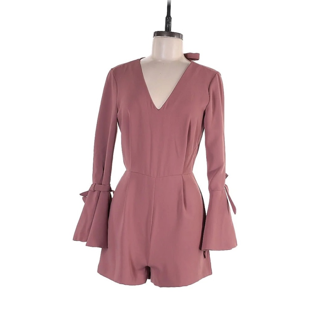 Topshop Mauve Long-Sleeve V-Neck Romper